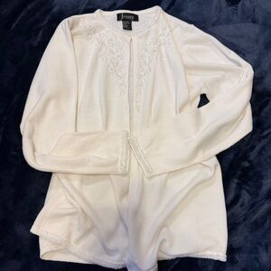 Women's White Cardigan Sweater